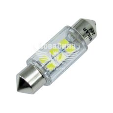 Лампочка 2-ох цокольна LED T11_C5W LEDS біла 6-діодів 24V-5Вт SV8.5-8 36мм. (Solar)(упак.-10шт.) (LS363_P)