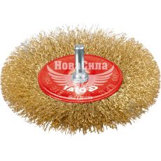 Щітка плоска з гофрованого латунованого сталевого дроту YATO 100 мм, хвостовик 6 мм (YT-4757)