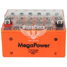 АКБ мото гелевий 12V 7,5-А/Ч L+ (MegaPower) (150х85х100) (YTX7A-BS)