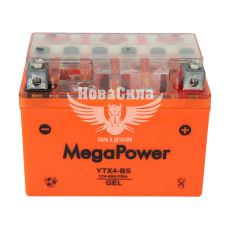 АКБ мото гелевий 12V 4-А/Ч R+ (MegaPower) (113х70х85) (YTX4-BS)