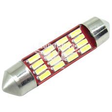 Лампочка 2-х цокольная LED T11_C5W SMD белая 16-диодов 12V-5 Вт SV8.5-8 39мм. (Cyclone) (T11-032(39))