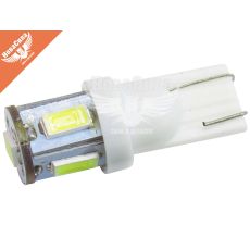 Лампочка без цоколя LED T10_W5W SMD біла 5-діодів 12V W2.1x9.5d (Solar) (упак.-10шт.) (LS284_P)
