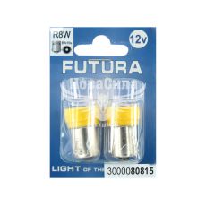 Лампочка 1-но конт. груша желтая LED SMD 12V 6-диодов R8W BA15s (Futura) (к-т.-2шт.) (80815)