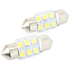 Лампочка 2-ох цокольна LED T11_C8W SMD біла 6-діодів 24V-0,7Вт SV8.5-8 28мм. (Futura) (к-т.-2шт.) (80221)