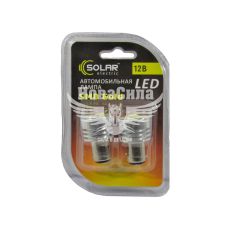 Лампочка 2-х конт. груша белая LED SMD 12V 4-диоды P21 / 5W BAY15d (Solar) (к-т.-2шт.) (LS238)