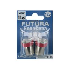 Лампочка 1-но конт. груша красная LED SMD 12V 4-диоди R8W BA15s (Futura) (к-т.-2шт.) (30814)