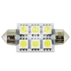 Лампочка 2-ох цокольна LED T11_C5W SMD біла 6-діодів 12V-5Вт SV8.5-8 39мм. (Solar)(упак.-10шт.) (LS253_P)