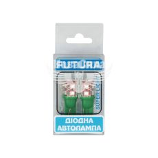 Лампочка без цоколя LED T10_W5W SMD зелена 12-діодів 24V W2.1x9.5d (Futura) (к-т. 2шт.) (70523)