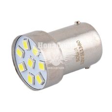 Лампочка 1-но конт. груша белая LED SMD 12V 8 диодов G18.5 BA15s (Solar) (к-т.-2шт.) (SL1380)