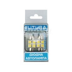 Лампочка 2-ох цокольна LED T11_C8W SMD біла 4-діоди 12V-1,2Вт SV8.5-8 28мм. (Futura) (к-т.-2шт.) (30211)