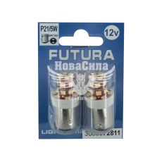 Лампочка 2-х конт. груша белая LED SMD 12V 24-диода P21/5W BAY15D (Futura) (к-т.-2шт.) (72811)