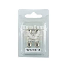 Лампочка 2-ох цокольна LED T11_C8W SMD червона 6-діодів 12V-0,7Вт SV8.5-8 35мм. (Futura) (к-т.-2шт.) (80314)