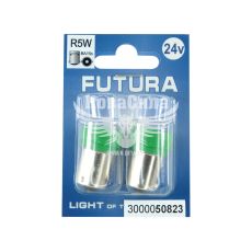 Лампочка 1-но конт. черешня зелена LED SMD 24V 6-діодів R5W BA15s (Futura) (к-т.-2шт.) (50823)
