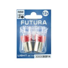 Лампочка 1-но конт. груша красная LED SMD 12V 6-диодов R8W BA15s (Futura) (к-т.-2шт.) (80814)