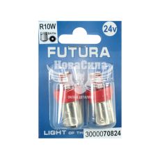 Лампочка 1-но конт. груша красная LED SMD 24V 12-диодов R10W BA15s (Futura) (к-т.-2шт.) 95Lm (70824)