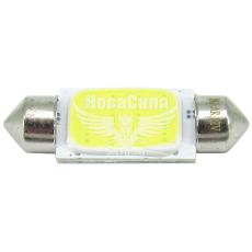 Лампочка 2-х цокольная LED T11_C5W COB белая 1-диод 12V-3Вт SV8.5-8 39мм. (Solar) (упак.-10шт.) (LC334_P)