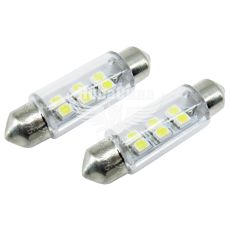 Лампочка 2-ох цокольна LED T11_C5W SMD біла 6-діодів 12V-5Вт SV8.5-8 39мм. (Solar) (к-т.-2шт.) (LS276_B2)