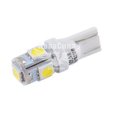 Лампочка без цоколя LED T10_W5W SMD біла 5-діодів 12V W2.1x9.5d (Solar) (к-т.-2шт. ) (SL1330)
