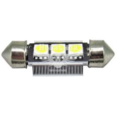 Лампочка 2-х цокольная LED T11_C5W SMD белая 3-диоды 12V-5 Вт SV8.5-8 36мм. (Solar) (упак.-10шт.) (LS260_P)