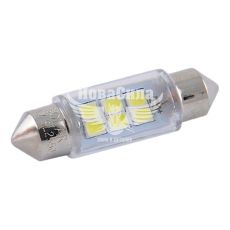 Лампочка 2-ох цокольна LED T11_C5W SMD біла 6-діодів 24V-5Вт SV8.5-8 36мм. (Solar) (к-т.-2шт.) (SL2550)