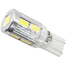 Лампочка без цоколя LED T10_W5W SMD белая 10-диодов 12V W2.1x9.5d (Solar) (упак.-10шт.) (LS287_P)