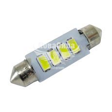 Лампочка 2-ох цокольна LED T11_C5W SMD біла 4-діоди 12V-5Вт SV8.5-8 39мм. (Solar) (к-т.-2шт.) (SL1353)