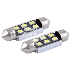Лампочка 2-ох цокольна LED T11_C5W SMD біла 6-діодів 12V-5Вт SV8.5-8 36мм. CANbus (Solar) (к-т.-2шт.) (SL1362)