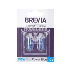Лампочка без цоколя W5W синя 12V-5Вт W2.1x9.5d (Brevia) (Power Blue) (к-т. 2шт.) (12328B2)