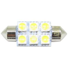 Лампочка 2-ох цокольна LED T11_C5W SMD біла 6-діодів 12V-5Вт SV8.5-8 36мм. (Solar)(упак.-10шт.) (LS252_P)