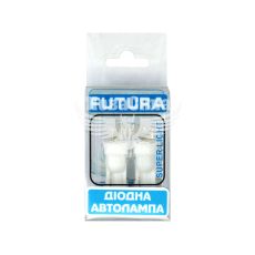 Лампочка без цоколя LED T10_W5W SMD белая 1-диод 12V W2.1x9.5d (Futura) (к-т. 2шт.) (30511)