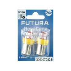 Лампочка 1-но конт. груша желтая LED SMD 24V 12-диодов R10W BA15s (Futura) (к-т.-2шт.) 95Lm (70825)