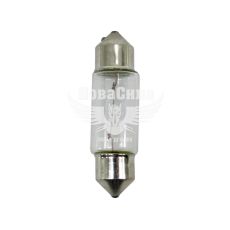 Лампочка 2-х цокольная C10W белая 12V-10Вт SV8.5-8 37мм. (Solar) (упак.-10шт.) (1258)