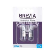 Лампочка з цоколем H6W біла 12V-6Вт BA9S (Brevia) (к-т. 2шт.) (12332B2)
