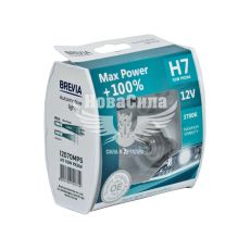 Лампочка галогенна H7 PX26d 12V-55Вт (Brevia) +100 (Max Power) (кт. 2шт.) (12070MPS)
