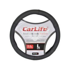 Чехол руля L кожа черный 39-41см. (CarLife) (SW229L)