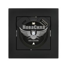 Розетка одинарна Lezard Vesna з/з + USB роз'єм, антрацит (742-4288-181)