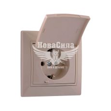 Розетка одинарна Lezard Mira з/з з кришкою, крем (701-0303-123В)
