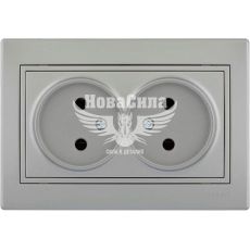 Розетка подвійна Lezard Mira б/з, сірий металік (701-1010-128В)