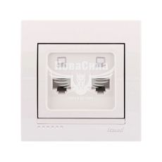 Розетка комп'ютерна подвійна Lezard Deriy RJ45 CAT5, білий (702-0202-141)