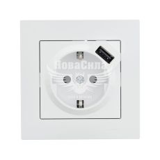 Розетка одинарна Lezard Vesna з/з + USB роз'єм, білий (742-0288-181)