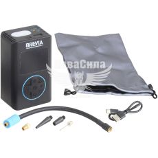Компрессор портативный 3в1 (Brevia) 4000mAh, LED-фонарь, PowerBank, Autostop (25110PTI)