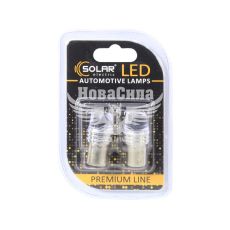 Лампочка 2-х конт. груша белая LED SMD 12V 9-диодов 2835 P21 / 5W BAY15d (Solar) (к-т.-2шт.) (SL1419)