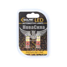 Лампочка без цоколя LED T10_W5W SMD белая 12-диодов 3030 12V W2.1x9.5d CANbus (Solar) (к-т.-2шт.) (SL1409)