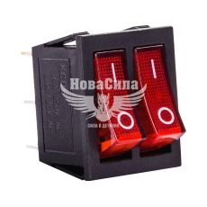 Переключатель клавишный двойной E.NEXT e.switch.key.02, 6 контактов, 16 А, 250 В, с подсветкой, красный (s2040002)
