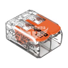 Клемма самозажимная WAGO 221-412 на 2 проводника 0,14–4 мм2 с рычагами (221-412)