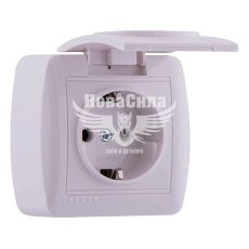 Розетка одинарна Lezard Demet з/з з кришкою, білий (711-0200-123)
