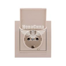 Розетка одинарна Lezard Deriy з/з з кришкою, крем (702-0303-123В)
