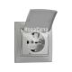 LEZARD MIRA Розетка одинарна з/з з кришкою, сірий металік