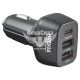 Зарядне для портативних пристроїв 12-24V (Brevia) 2USB-A, 1USB-C, 44W