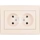 LEZARD RAIN Розетка подвійна б/з ПБТ, крем з боковою вставкою
